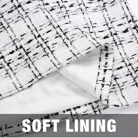 White Tweed Wool Blend High Waisted Mini Skirt • (M) *NWT* - Picture 8 of 11